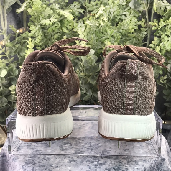 Skechers BOBS Taupe Sparkle Mesh Fabric Athletic Lace-ups WMS 7.5M✨Like NEW✨ - Picture 6 of 10